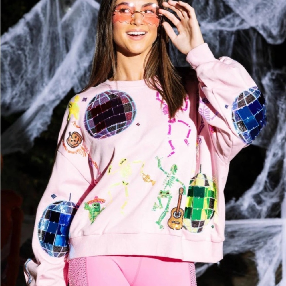 XXL Queen of Sparkles Skeleton Disco Sweatshirt